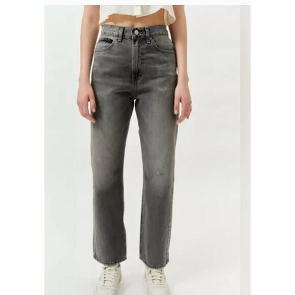 Urban Outfitters BDG Jeans Womens 24 Grey Denim Cow Boy Straight Leg High Rise - Picture 1 of 10